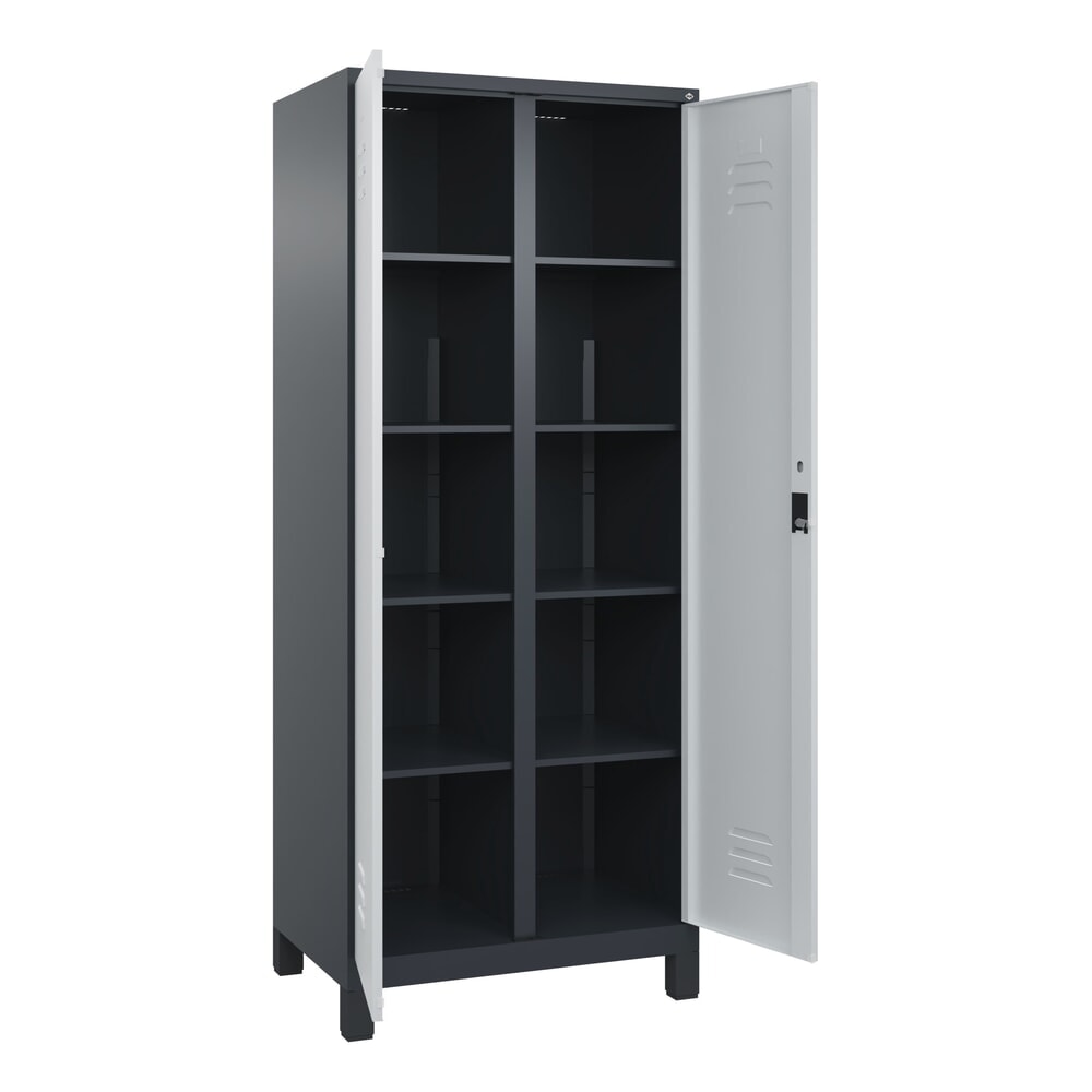 C+P Wäsche-Spind Classic PLUS, Füße, 2 Abteile, HxBxT 1.950 x 800 x 500 mm, anthrazitgrau, lichtgrau, Zylinderschloss, mit Mitteltrennwand Produktabbildung: C+P Wäsche-Spind Classic PLUS, Füße, 2 Abteile, HxBxT 1.950 x 800 x 500 mm, anthrazitgrau, lichtgrau, Zylinderschloss, mit Mitteltrennwand