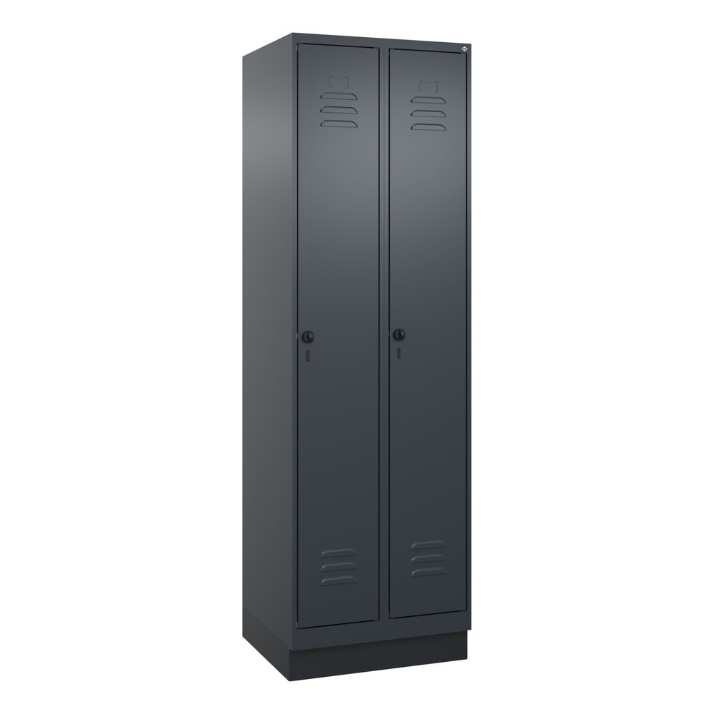 Produktabbildung: C+P Wäsche-Spind Classic PLUS, Sockel, 2 Abteile, HxBxT 1.950 x 600 x 500 mm, anthrazitgrau, anthrazitgrau, für Vorhängeschloss, ohne Mitteltrennwand