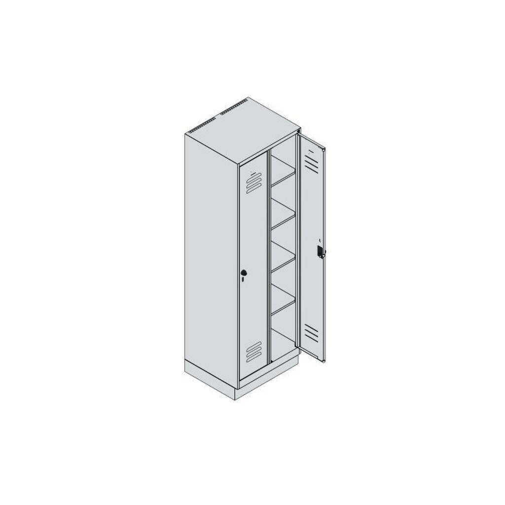 C+P Wäsche-Spind Classic PLUS, Sockel, 2 Abteile, HxBxT 1.950 x 600 x 500 mm, lichtgrau, lichtgrau, für Vorhängeschloss, ohne Mitteltrennwand Produktabbildung Nr. 8: C+P Wäsche-Spind Classic PLUS, Sockel, 2 Abteile, HxBxT 1.950 x 600 x 500 mm, lichtgrau, lichtgrau, für Vorhängeschloss, ohne Mitteltrennwand