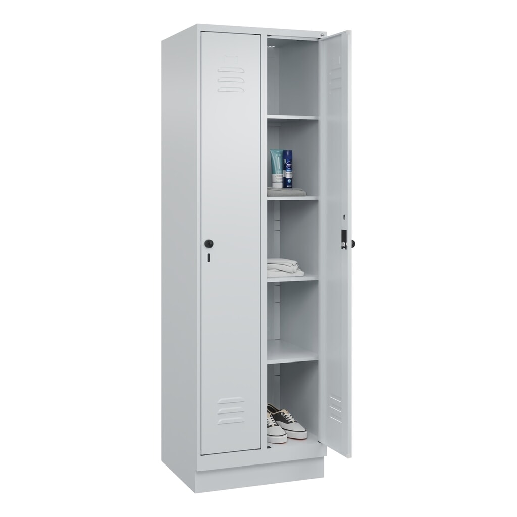 Produktabbildung Nr. 10: C+P Wäsche-Spind Classic PLUS, Sockel, 2 Abteile, HxBxT 1.950 x 600 x 500 mm, lichtgrau, lichtgrau, für Vorhängeschloss, ohne Mitteltrennwand