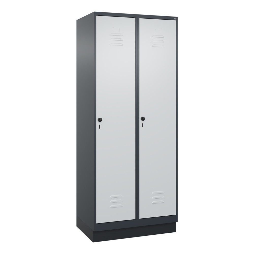 Produktabbildung: C+P Wäsche-Spind Classic PLUS, Sockel, 2 Abteile, HxBxT 1.950 x 800 x 500 mm, anthrazitgrau, lichtgrau, für Vorhängeschloss, ohne Mitteltrennwand