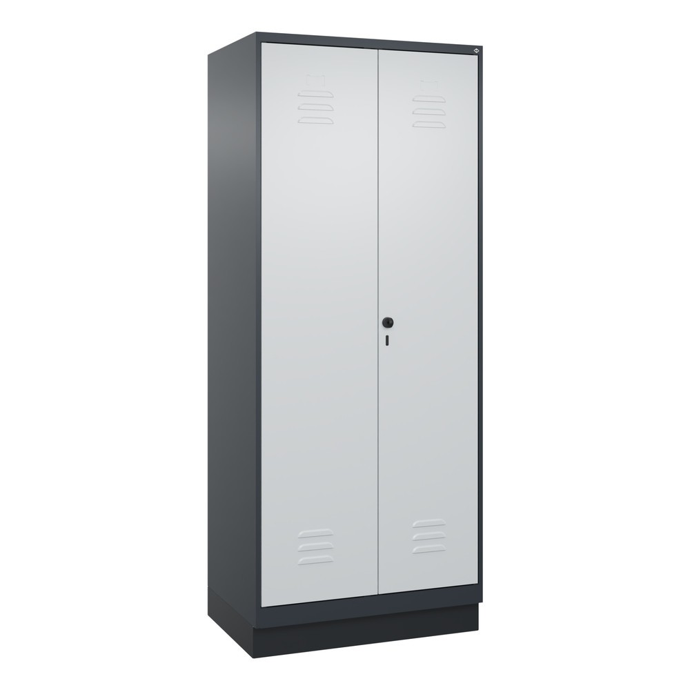 Produktabbildung: C+P Wäsche-Spind Classic PLUS, Sockel, 2 Abteile, HxBxT 1.950 x 800 x 500 mm, anthrazitgrau, lichtgrau, für Vorhängeschloss, mit Mitteltrennwand