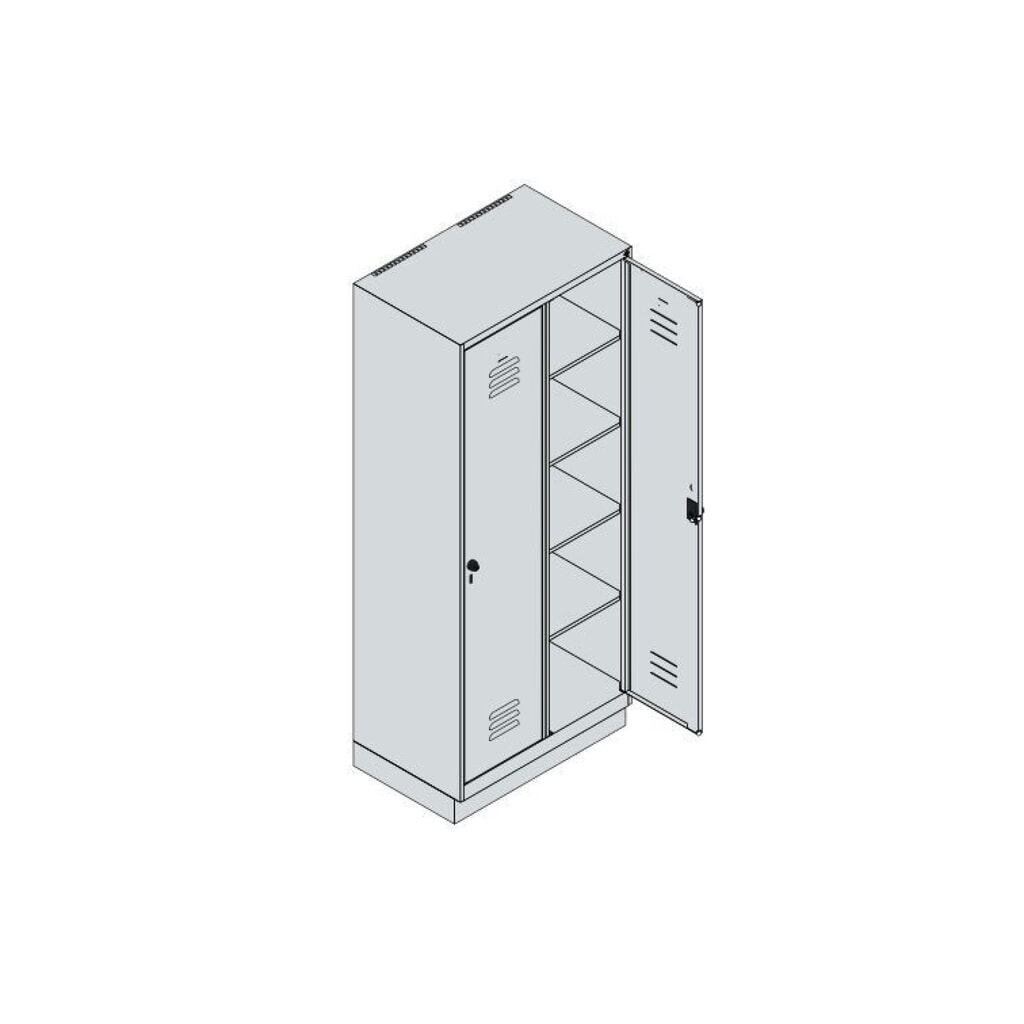 Produktabbildung Nr. 8: C+P Wäsche-Spind Classic PLUS, Sockel, 2 Abteile, HxBxT 1.950 x 800 x 500 mm, lichtgrau, lichtgrau, für Vorhängeschloss, ohne Mitteltrennwand
