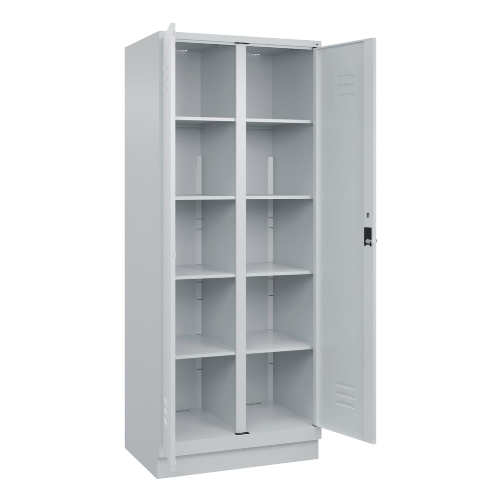 Produktabbildung Nr. 1: C+P Wäsche-Spind Classic PLUS, Sockel, 2 Abteile, HxBxT 1.950 x 800 x 500 mm, lichtgrau, lichtgrau, für Vorhängeschloss, mit Mitteltrennwand