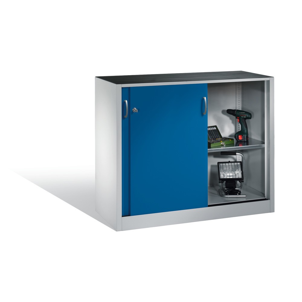 Produktabbildung Nr. 5: C+P Werkstatt-Beistellschrank mit 1 Fachboden, HxBxT 1.000 x 1.200 x 400 mm, lichtgrau, enzianblau