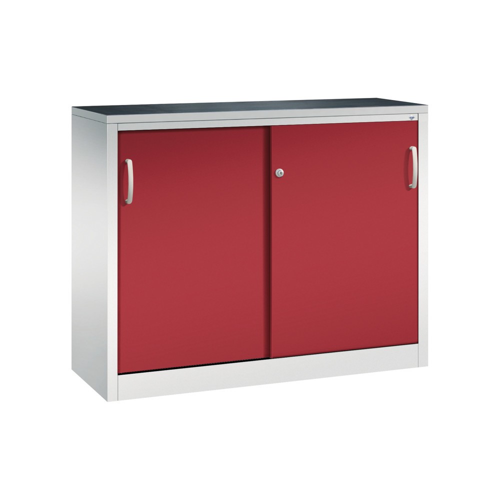 Produktabbildung: C+P Werkstatt-Beistellschrank mit 1 Fachboden, HxBxT 1.000 x 1.200 x 400 mm, lichtgrau, rubinrot
