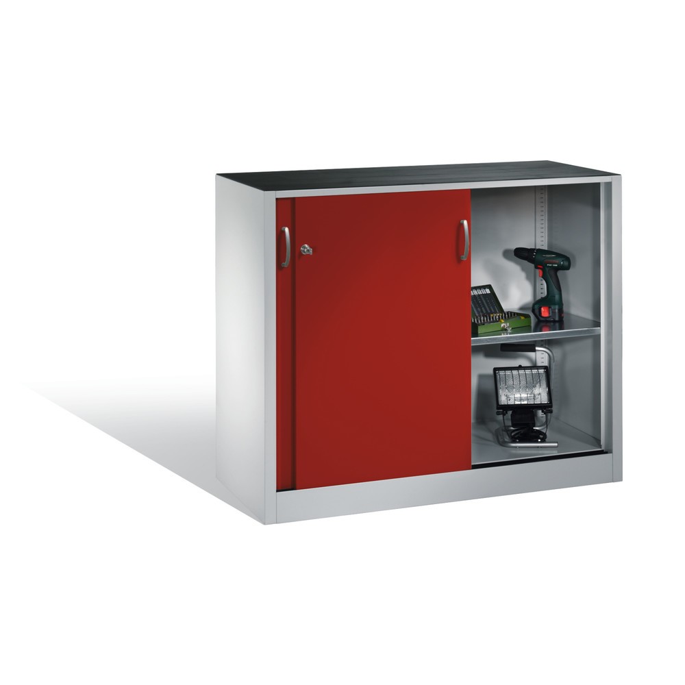 Produktabbildung Nr. 5: C+P Werkstatt-Beistellschrank mit 1 Fachboden, HxBxT 1.000 x 1.200 x 400 mm, lichtgrau, rubinrot