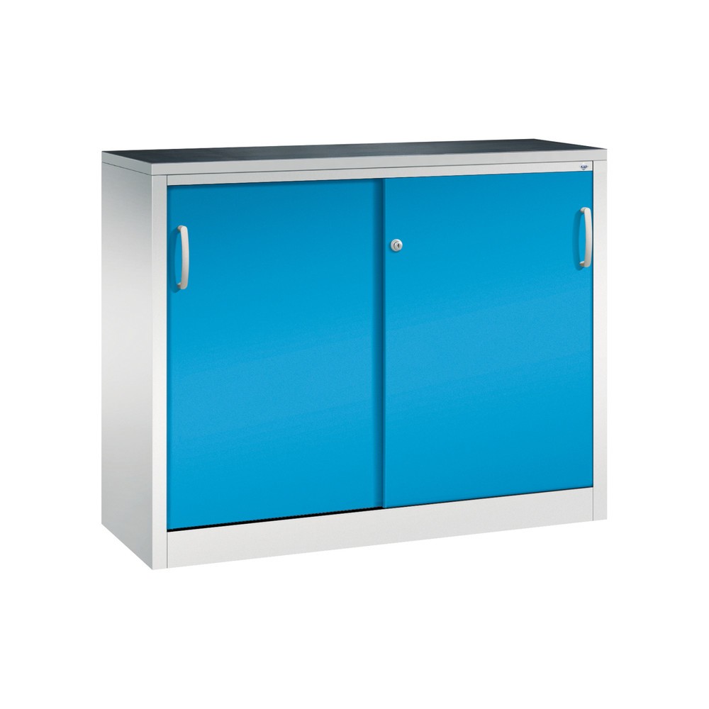 Produktabbildung: C+P Werkstatt-Beistellschrank mit 1 Fachboden, HxBxT 1.000 x 1.200 x 400 mm, lichtgrau, lichtblau