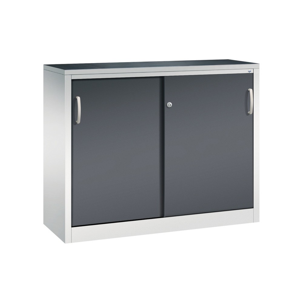 Produktabbildung: C+P Werkstatt-Beistellschrank mit 1 Fachboden, HxBxT 1.000 x 1.200 x 400 mm, lichtgrau, schwarzgrau