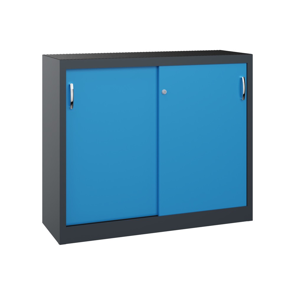 Produktabbildung: C+P Werkstatt-Beistellschrank mit 1 Fachboden, HxBxT 1.000 x 1.200 x 400 mm, anthrazitgrau, lichtblau