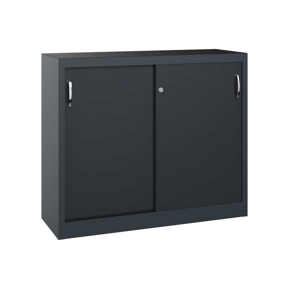 Produktabbildung: C+P Werkstatt-Beistellschrank mit 1 Fachboden, HxBxT 1.000 x 1.200 x 400 mm, anthrazitgrau, schwarzgrau