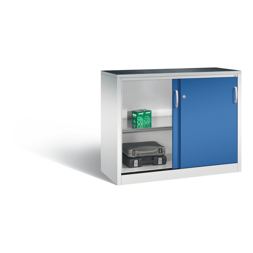Produktabbildung Nr. 5: C+P Werkstatt-Beistellschrank mit 1 Fachboden, HxBxT 1.000 x 1.200 x 500 mm, lichtgrau, enzianblau