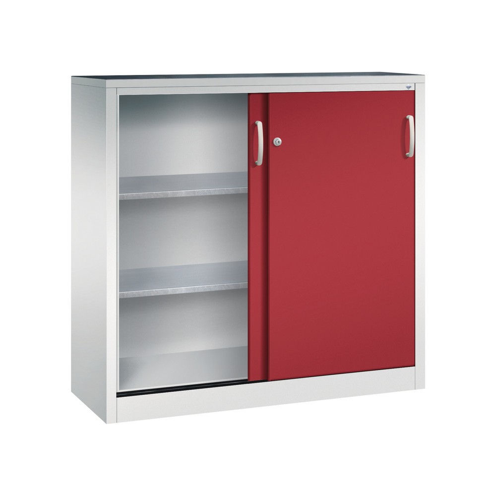 Produktabbildung Nr. 4: C+P Werkstatt-Beistellschrank mit 2 Fachböden, HxBxT 1.200 x 1.200 x 400 mm, lichtgrau, rubinrot