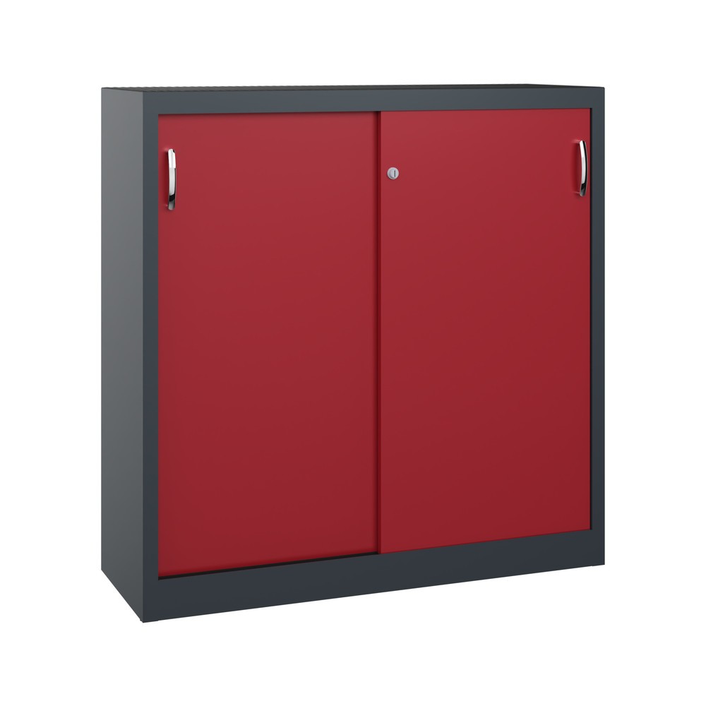 Produktabbildung Nr. 1: C+P Werkstatt-Beistellschrank mit 2 Fachböden, HxBxT 1.200 x 1.200 x 400 mm, anthrazitgrau, rubinrot