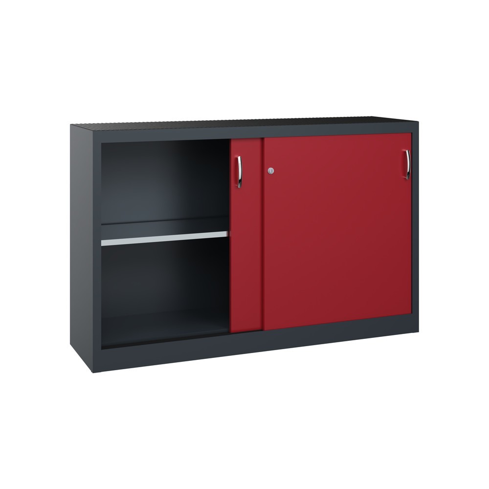 Produktabbildung Nr. 4: C+P Werkstatt-Beistellschrank mit 2 Fachböden, HxBxT 1.000 x 1.600 x 400 mm, Trennwand, anthrazitgrau, rubinrot