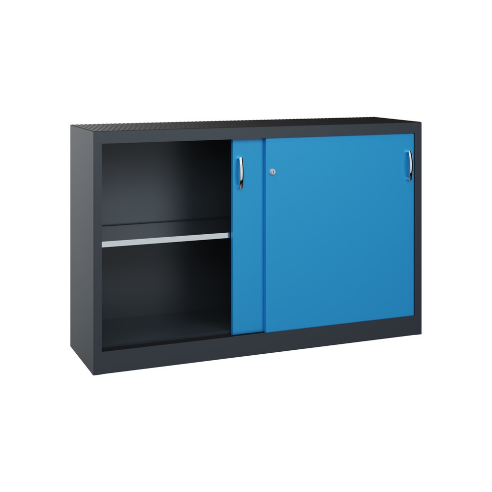 Produktabbildung Nr. 4: C+P Werkstatt-Beistellschrank mit 2 Fachböden, HxBxT 1.000 x 1.600 x 400 mm, Trennwand, anthrazitgrau, lichtblau