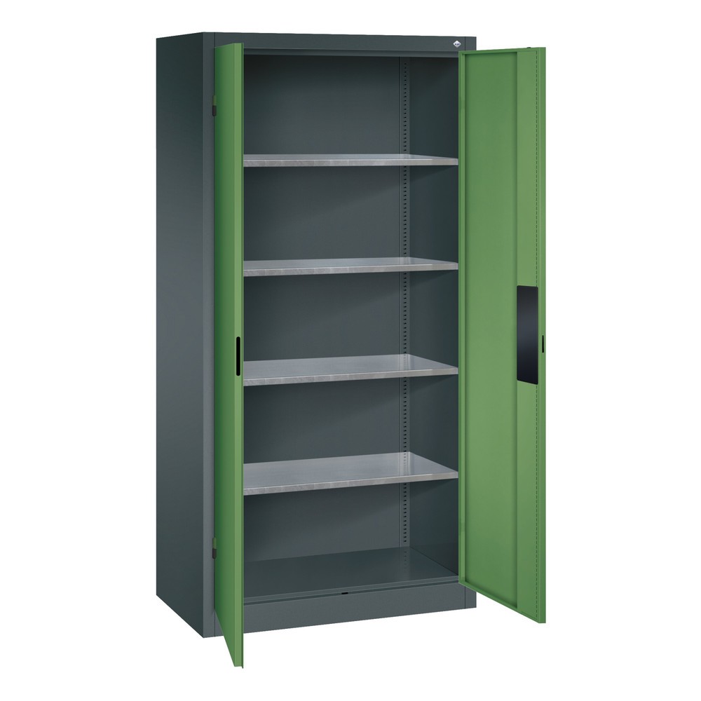 Produktabbildung Nr. 18: C+P Werkstatt-Flügeltürschrank mit 4 Fachböden, HxBxT 1.950 x  930 x 500 mm, lichtgrau, enzianblau