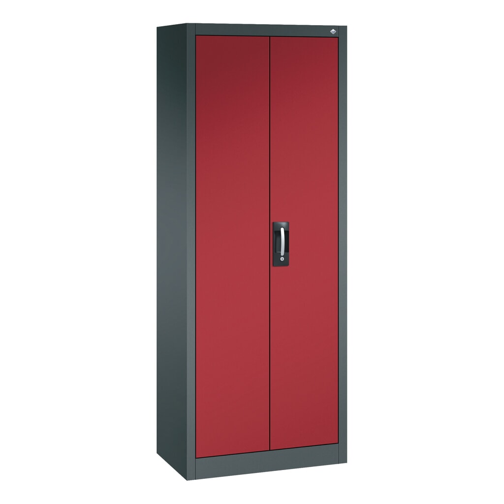 C+P Werkstatt-Flügeltürschrank mit 4 Fachböden, HxBxT 1.950 x 800 x 400 mm, anthrazitgrau, rubinrot Produktabbildung: C+P Werkstatt-Flügeltürschrank mit 4 Fachböden, HxBxT 1.950 x 800 x 400 mm, anthrazitgrau, rubinrot
