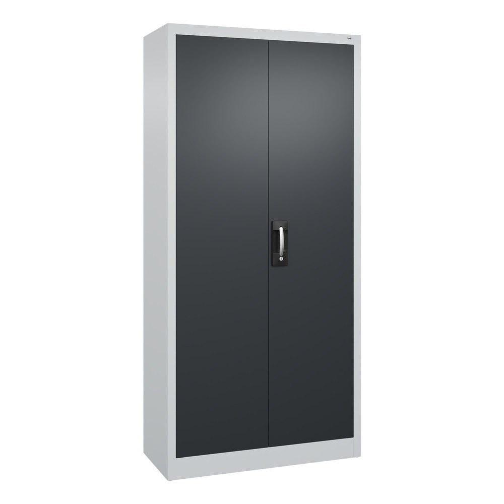 Produktabbildung: C+P Werkstatt-Flügeltürschrank mit 4 Fachböden, HxBxT 1.950 x  930 x 400 mm, lichtgrau, schwarzgrau