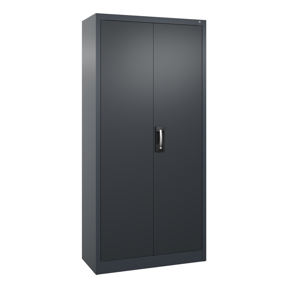 Produktabbildung: C+P Werkstatt-Flügeltürschrank mit 4 Fachböden, HxBxT 1.950 x  930 x 400 mm, anthrazitgrau, schwarzgrau