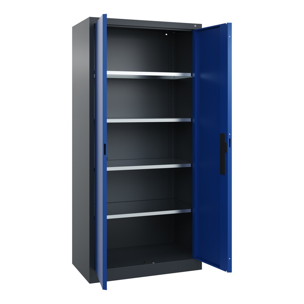 Produktabbildung Nr. 21: C+P Werkstatt-Flügeltürschrank mit 4 Fachböden, HxBxT 1.950 x  930 x 500 mm, anthrazitgrau, enzianblau
