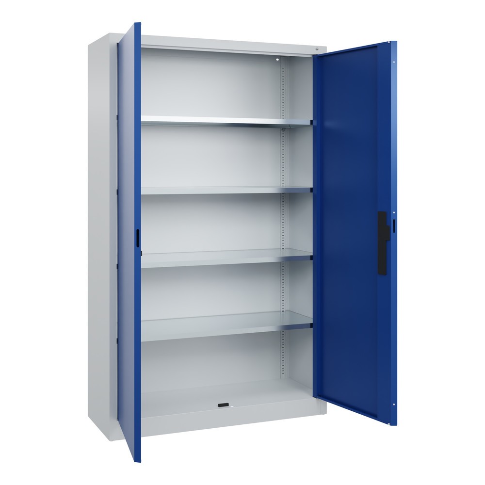 Produktabbildung Nr. 17: C+P Werkstatt-Flügeltürschrank mit 4 Fachböden, HxBxT 1.950 x  1.200 x 400 mm, lichtgrau, enzianblau