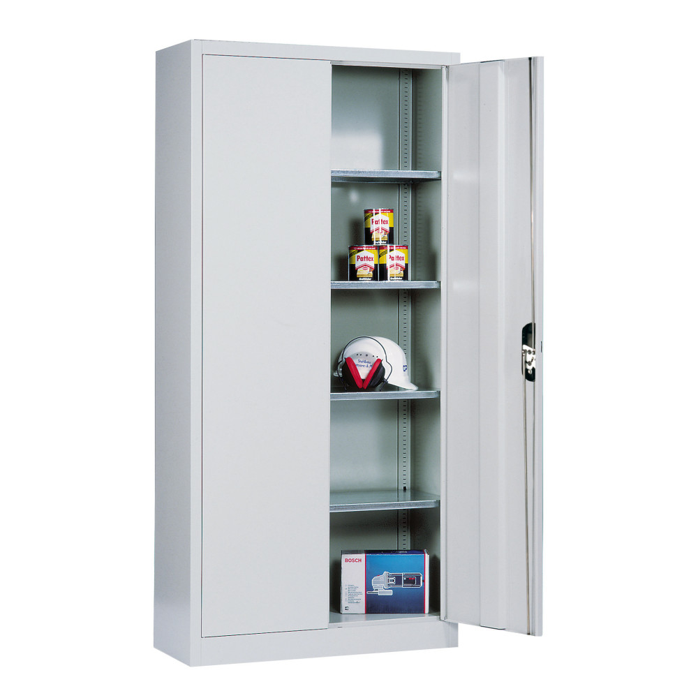 Produktabbildung Nr. 2: C+P Werkstatt-Flügeltürschrank mit 4 Fachböden, HxBxT 1.950 x  930 x 500 mm, lichtgrau, enzianblau