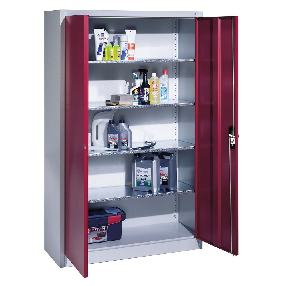 Produktabbildung Nr. 3: C+P Werkstatt-Flügeltürschrank mit 4 Fachböden, HxBxT 1.950 x  930 x 500 mm, lichtgrau, enzianblau
