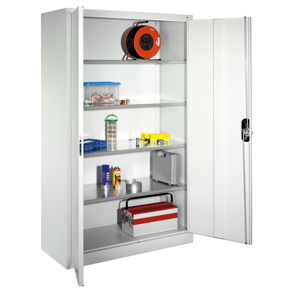Produktabbildung Nr. 7: C+P Werkstatt-Flügeltürschrank mit 4 Fachböden, HxBxT 1.950 x  930 x 500 mm, lichtgrau, enzianblau