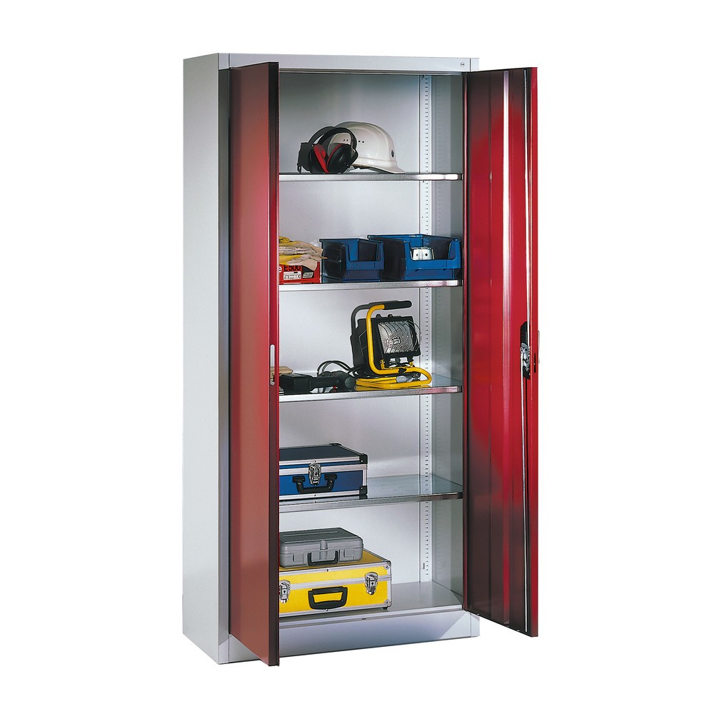 Produktabbildung Nr. 9: C+P Werkstatt-Flügeltürschrank mit 4 Fachböden, HxBxT 1.950 x  930 x 500 mm, lichtgrau, enzianblau