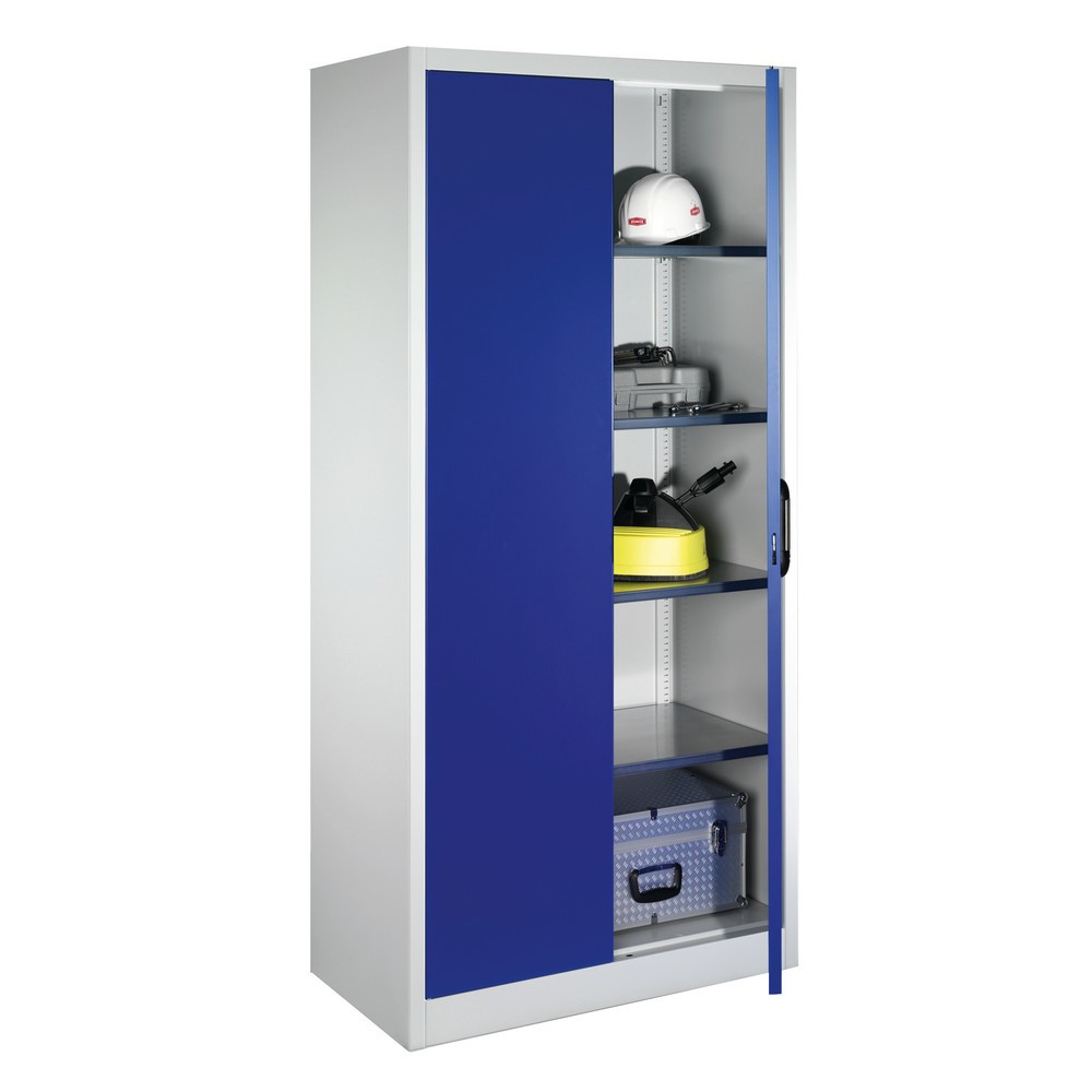 Produktabbildung Nr. 11: C+P Werkstatt-Flügeltürschrank mit 4 Fachböden, HxBxT 1.950 x  930 x 500 mm, lichtgrau, enzianblau