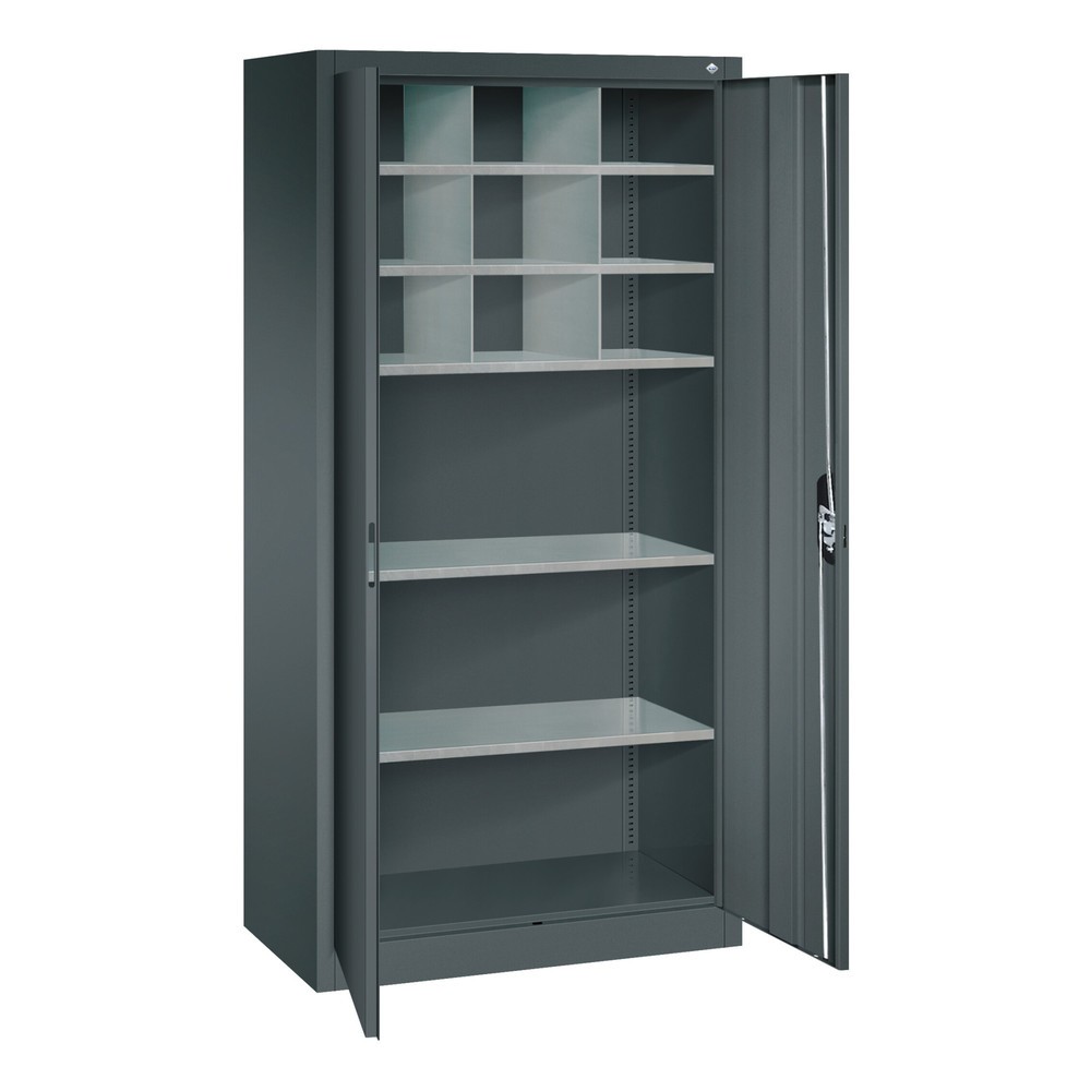 Produktabbildung Nr. 5: C+P Werkstatt-Flügeltürschrank mit Mittelwand + 8 Fachböden, HxBxT 1.950 x 930 x 500 mm, lichtgrau, anthrazitgrau