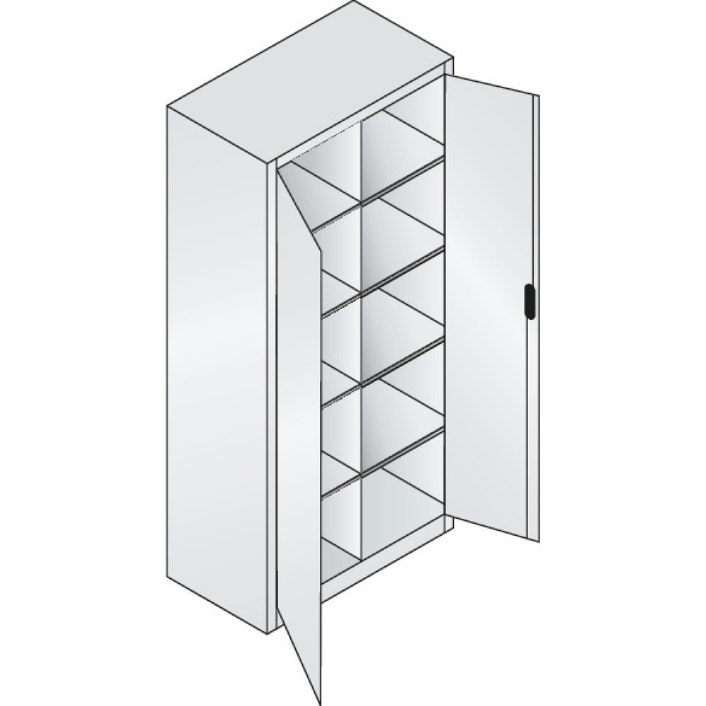 Produktabbildung Nr. 3: C+P Werkstatt-Flügeltürschrank mit Mittelwand + 8 Fachböden, HxBxT 1.950 x 930 x 500 mm, anthrazitgrau, enzianblau