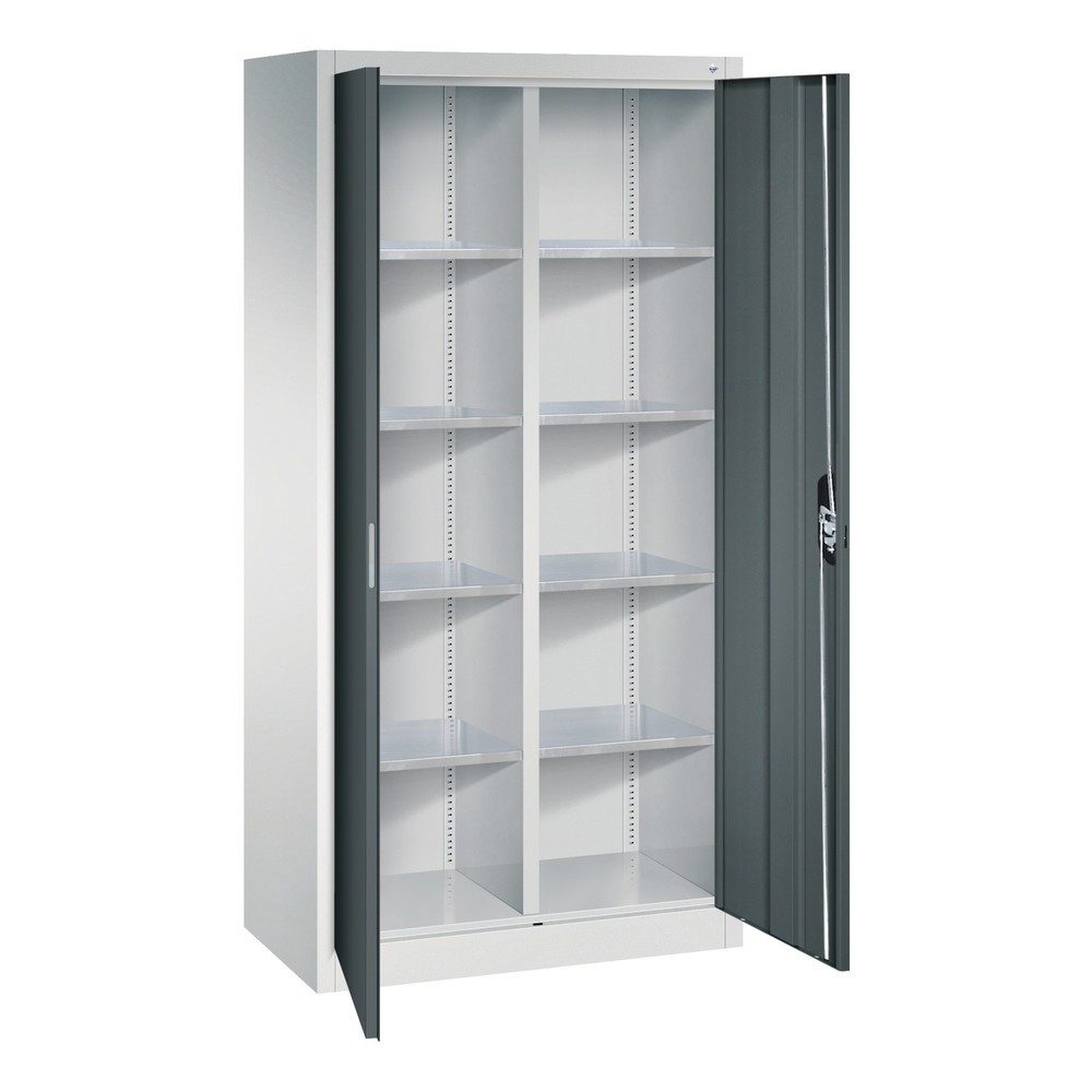 Produktabbildung Nr. 7: C+P Werkstatt-Flügeltürschrank mit Mittelwand + 8 Fachböden, HxBxT 1.950 x 930 x 500 mm, lichtgrau, anthrazitgrau