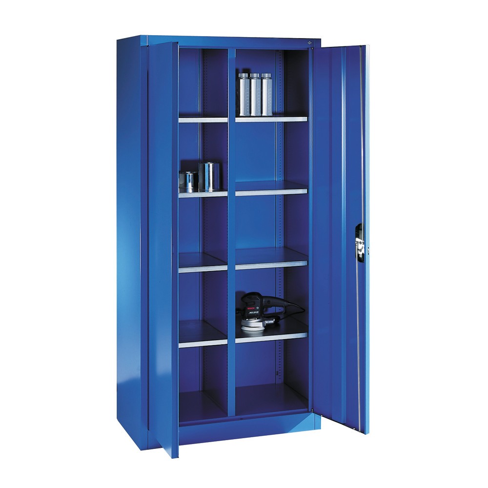 Produktabbildung Nr. 2: C+P Werkstatt-Flügeltürschrank mit Mittelwand + 8 Fachböden, HxBxT 1.950 x 930 x 500 mm, anthrazitgrau, enzianblau
