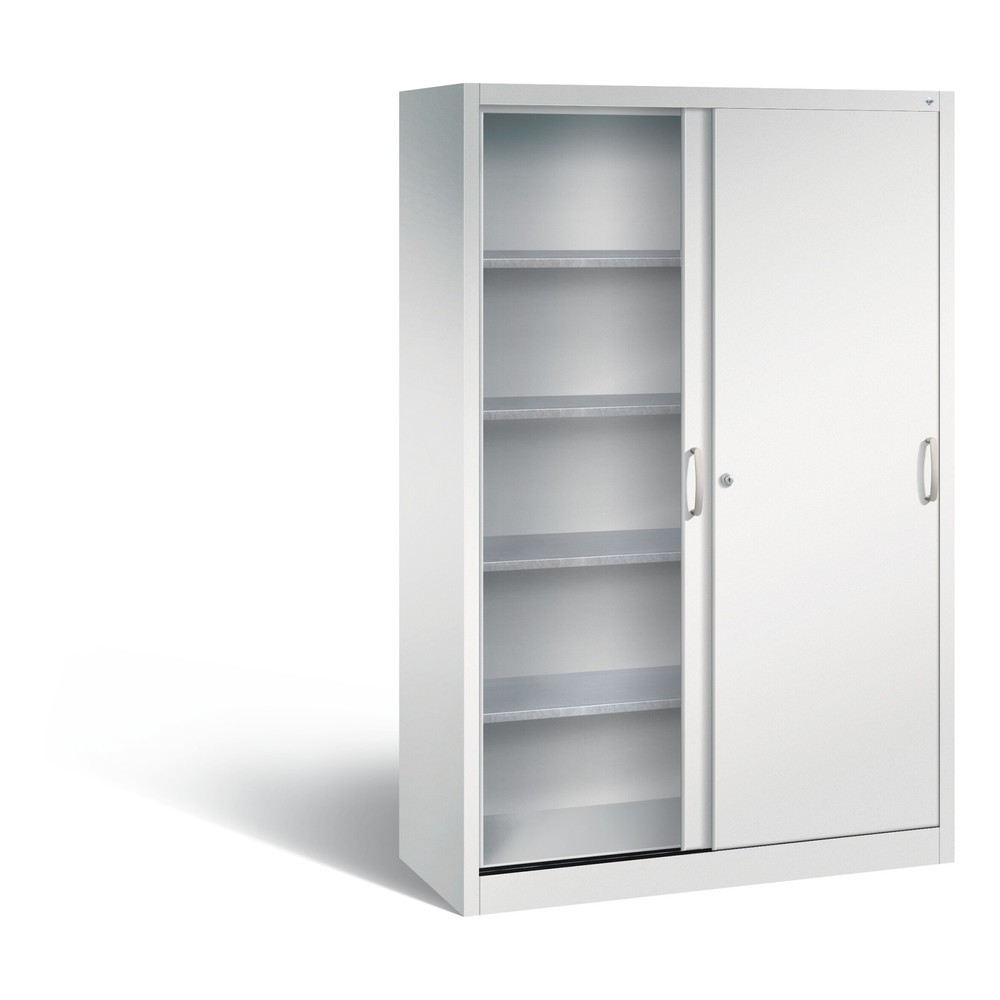 Produktabbildung Nr. 2: C+P Werkstatt-Schiebetürenschrank mit 4 Fachböden, HxBxT 1.950 x 1.200 x 500 mm, lichtgrau, lichtgrau