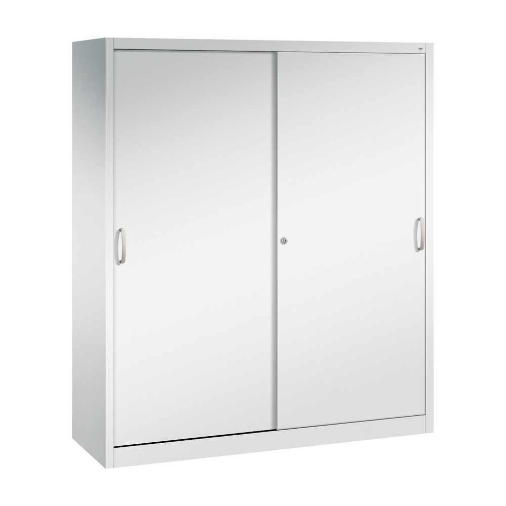 Produktabbildung Nr. 1: C+P Werkstatt-Schiebetürenschrank mit 8 Fachböden, HxBxT 1.950 x 1.600 x 500 mm, Trennwand, lichtgrau, lichtgrau