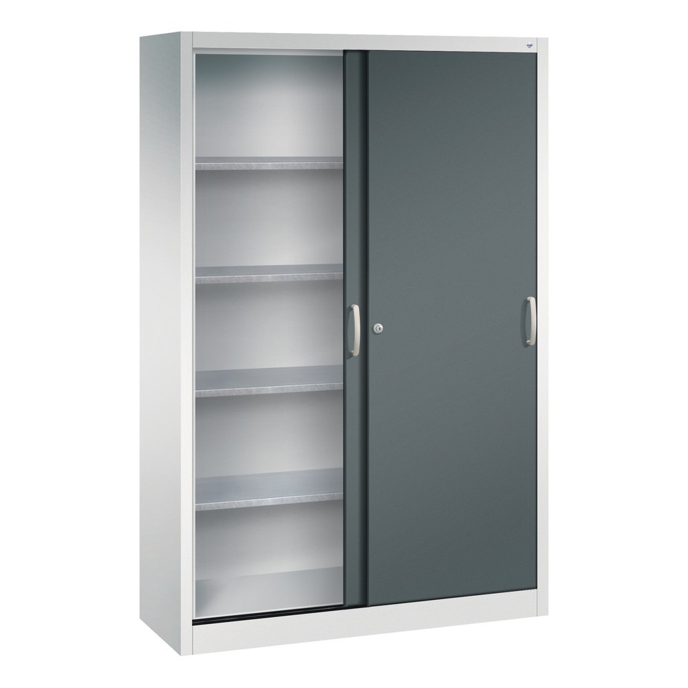 Produktabbildung Nr. 3: C+P Werkstatt-Schiebetürenschrank mit 4 Fachböden, HxBxT 1.950 x 1.200 x 400 mm, lichtgrau, anthrazitgrau