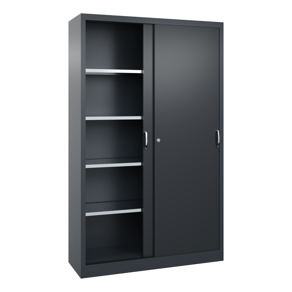 Produktabbildung Nr. 3: C+P Werkstatt-Schiebetürenschrank mit 4 Fachböden, HxBxT 1.950 x 1.200 x 400 mm, anthrazitgrau, schwarzgrau