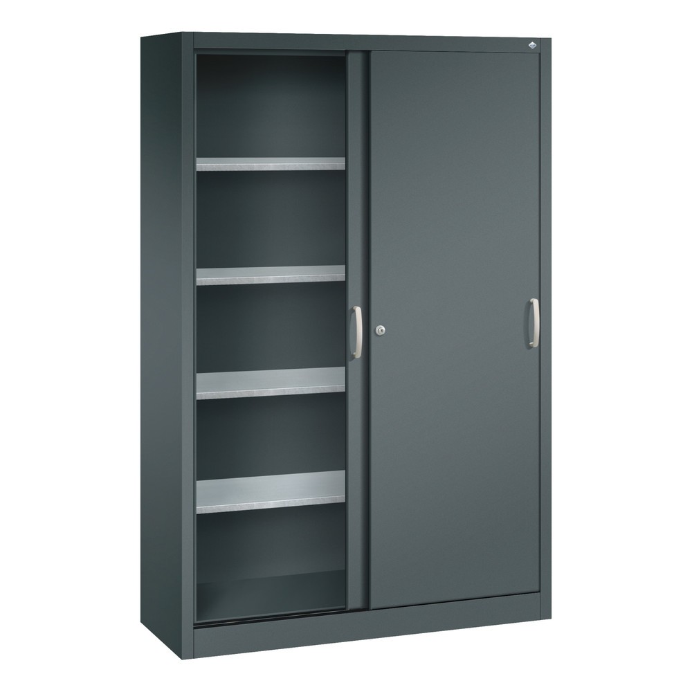 Produktabbildung Nr. 3: C+P Werkstatt-Schiebetürenschrank mit 4 Fachböden, HxBxT 1.950 x 1.200 x 400 mm, anthrazitgrau, anthrazitgrau