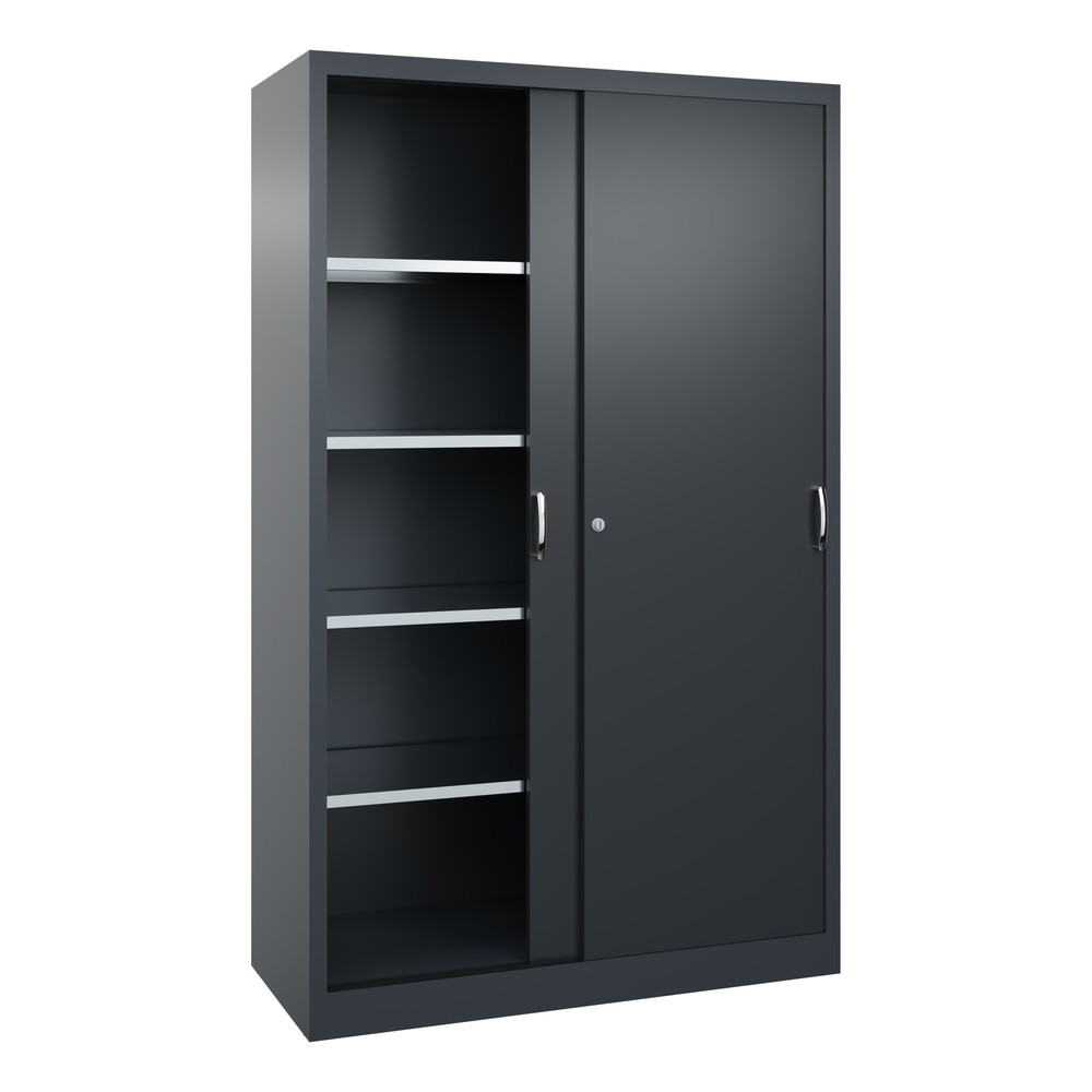 Produktabbildung Nr. 3: C+P Werkstatt-Schiebetürenschrank mit 4 Fachböden, HxBxT 1.950 x 1.200 x 500 mm, anthrazitgrau, schwarzgrau