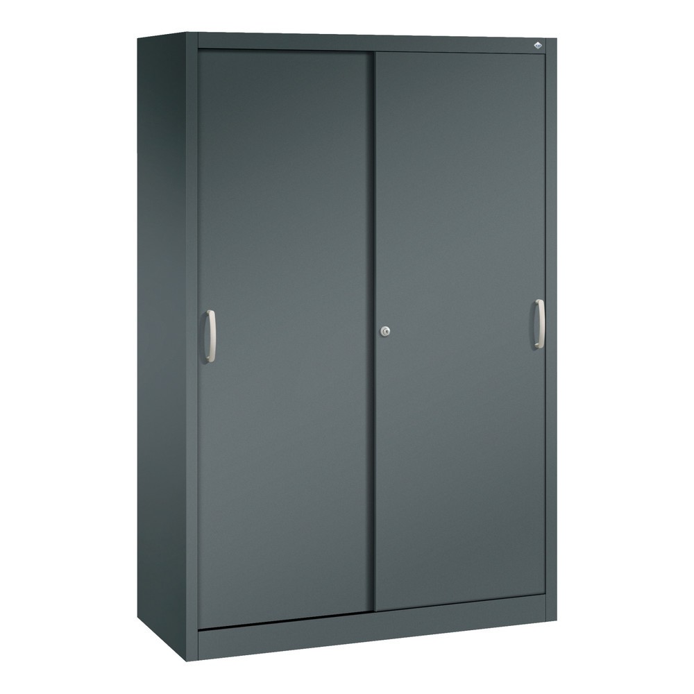Produktabbildung: C+P Werkstatt-Schiebetürenschrank mit 4 Fachböden, HxBxT 1.950 x 1.200 x 500 mm, anthrazitgrau, anthrazitgrau