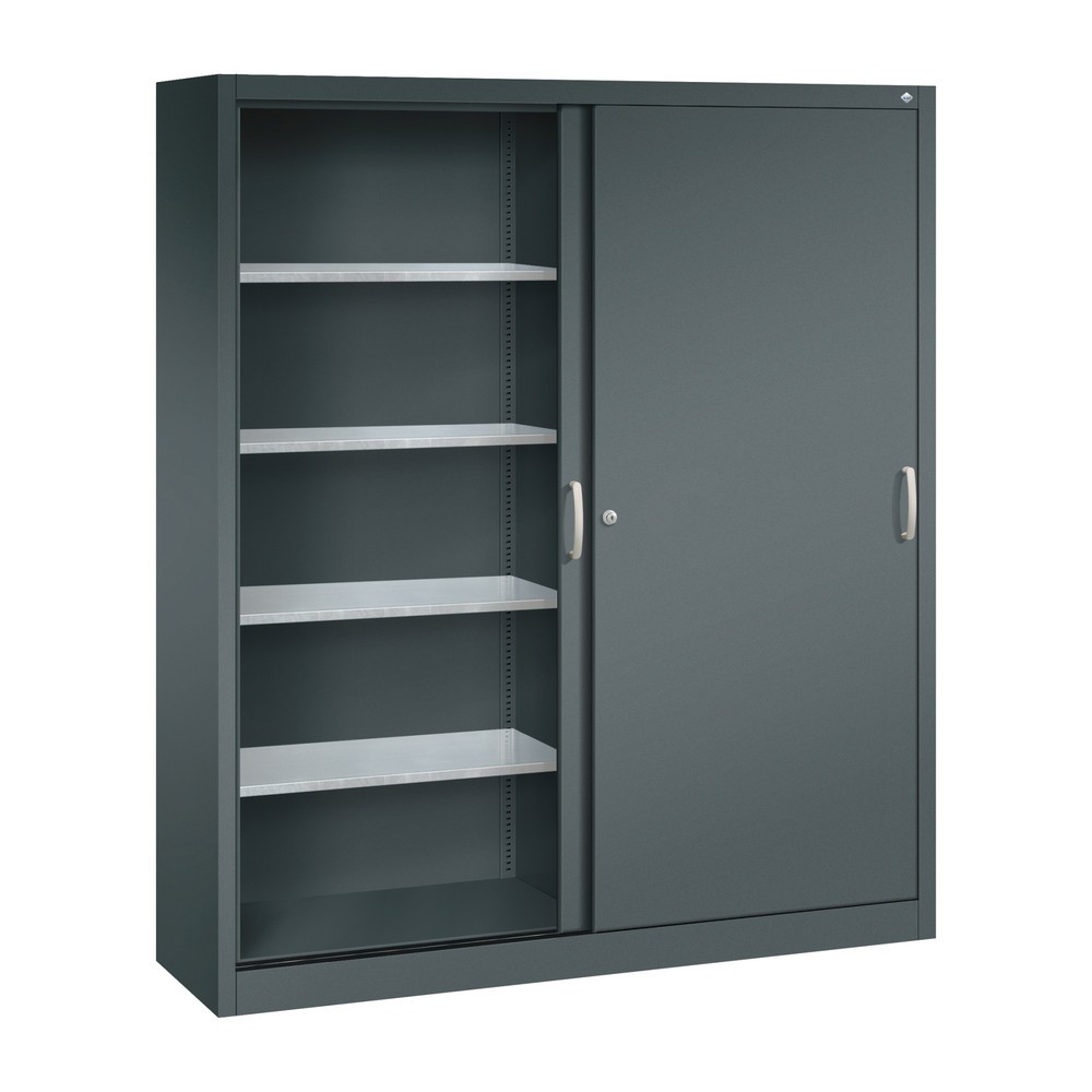 Produktabbildung Nr. 3: C+P Werkstatt-Schiebetürenschrank mit 8 Fachböden, HxBxT 1.950 x 1.600 x 400 mm, Trennwand, anthrazitgrau, anthrazitgrau