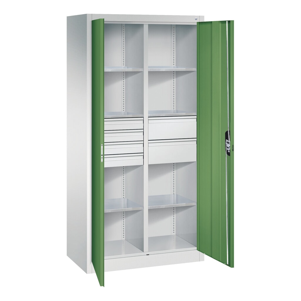 C+P Werkzeugschrank, Schubladen 4x86 + 4x174 mm, 6 Böden, Breite 930 mm, lichtgrau, enzianblau Produktabbildung Nr. 7: C+P Werkzeugschrank, Schubladen 4x86 + 4x174 mm, 6 Böden, Breite 930 mm, lichtgrau, enzianblau