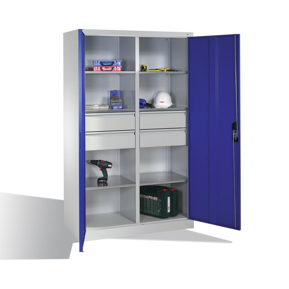 Produktabbildung Nr. 7: C+P Werkzeugschrank, Schubladen 4x174 mm, 6 Böden, Breite 1.200 mm, lichtgrau, enzianblau