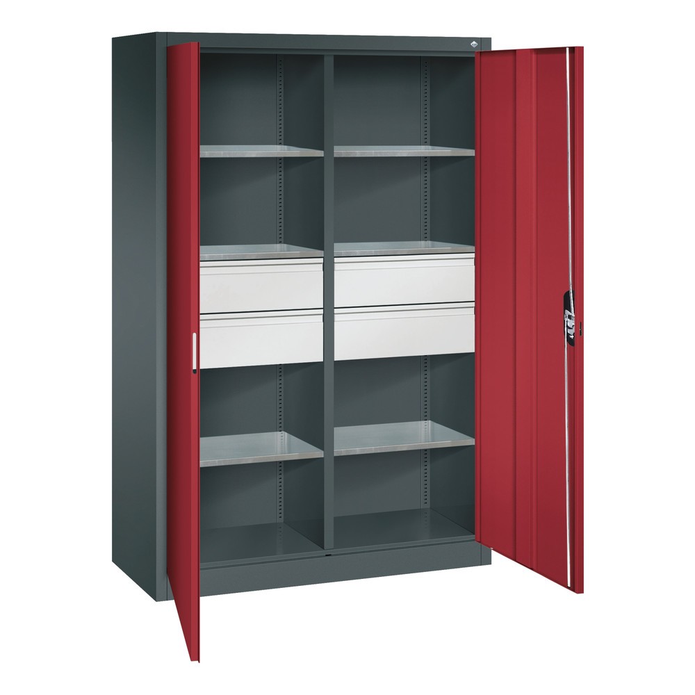 Produktabbildung Nr. 6: C+P Werkzeugschrank, Schubladen 4x174 mm, 6 Böden, Breite 1.200 mm, anthrazitgrau, rubinrot