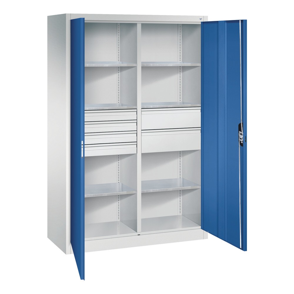 Produktabbildung Nr. 5: C+P Werkzeugschrank, Schubladen 4x86 + 2x174 mm, 6 Böden, Breite 1.200 mm, lichtgrau, enzianblau