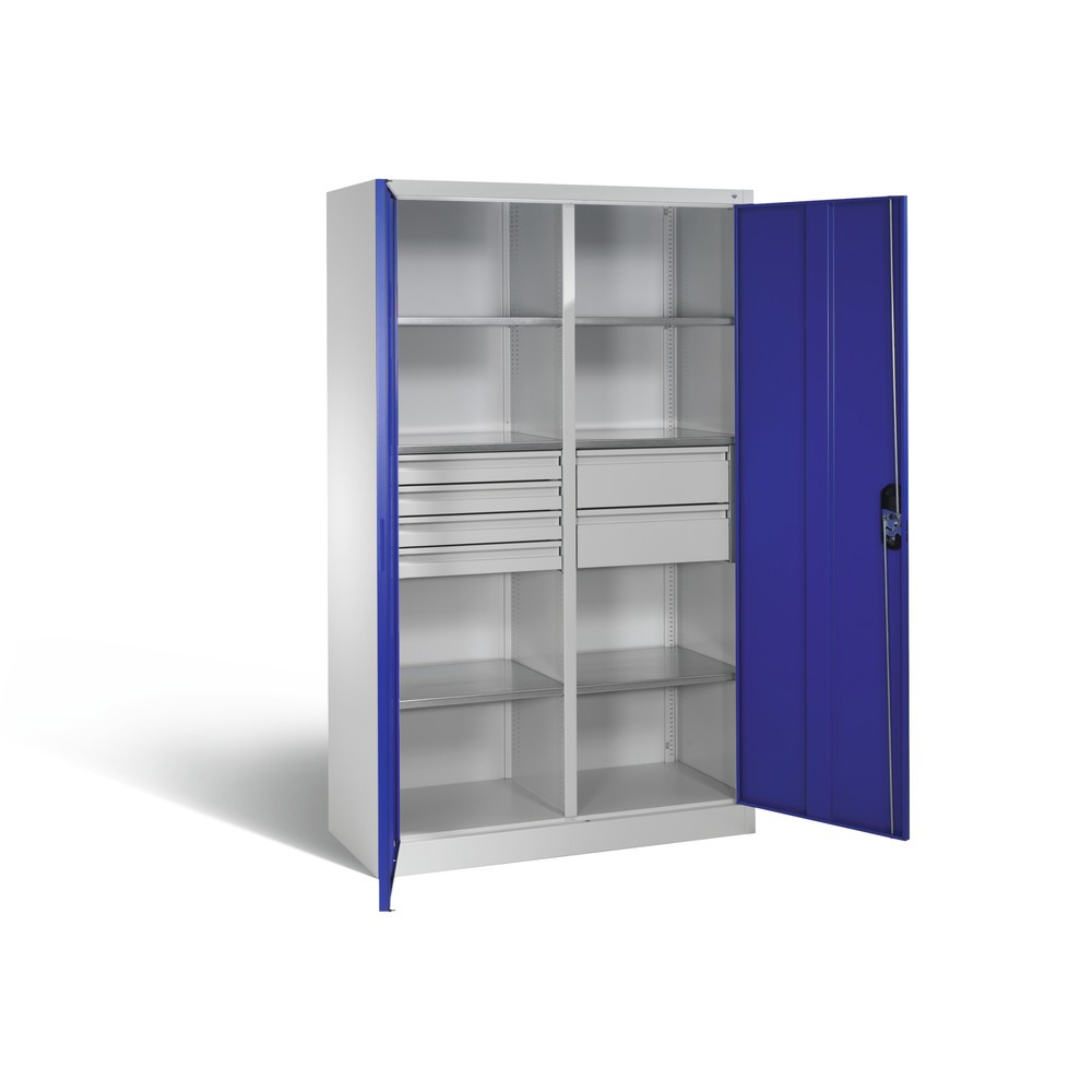 Produktabbildung Nr. 6: C+P Werkzeugschrank, Schubladen 4x86 + 2x174 mm, 6 Böden, Breite 1.200 mm, lichtgrau, enzianblau