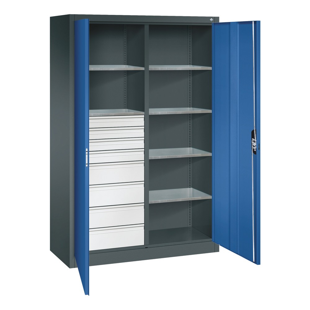 Produktabbildung Nr. 6: C+P Werkzeugschrank, Schubladen 4x86 + 4x174 mm, 6 Böden, Breite 1.200 mm, anthrazitgrau, enzianblau