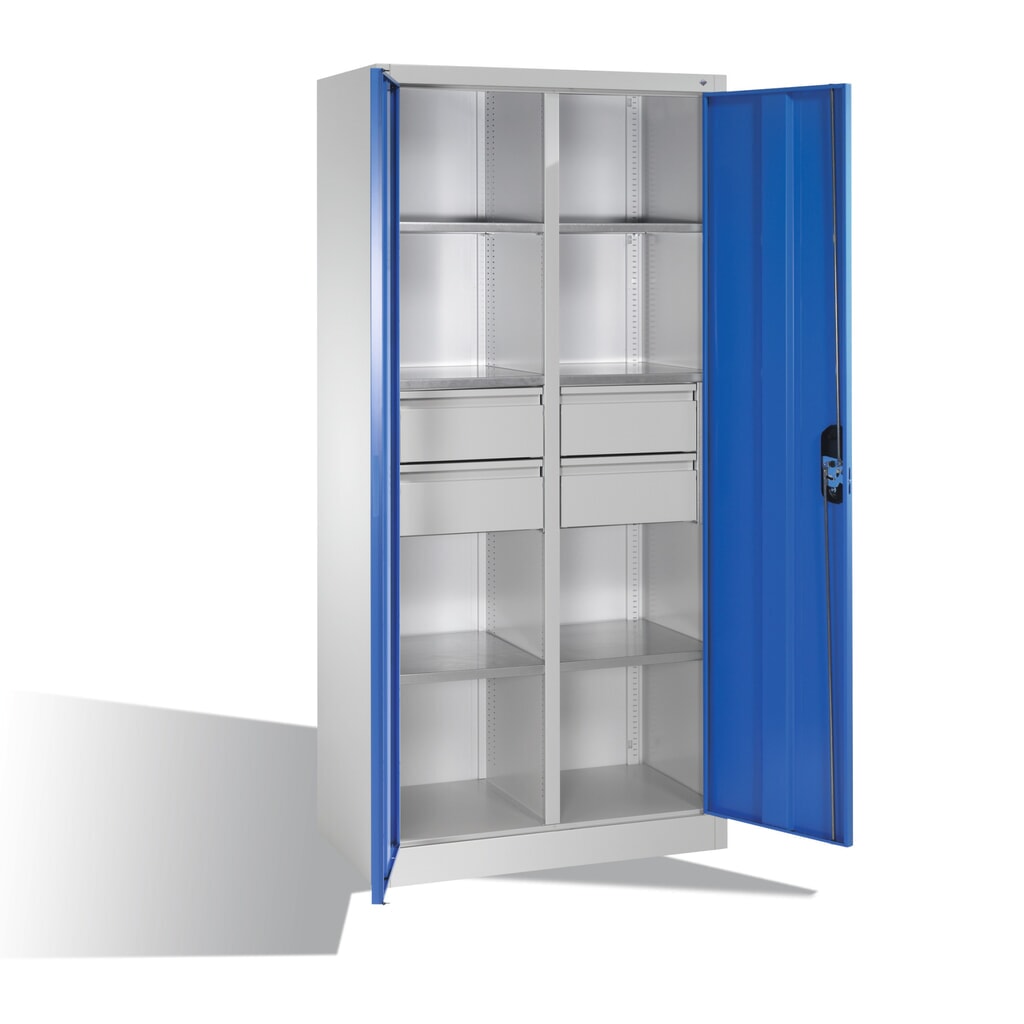 C+P Werkzeugschrank, Schubladen 4x174 mm, 6 Böden, Breite 930 mm, lichtgrau, enzianblau Produktabbildung Nr. 9: C+P Werkzeugschrank, Schubladen 4x174 mm, 6 Böden, Breite 930 mm, lichtgrau, enzianblau